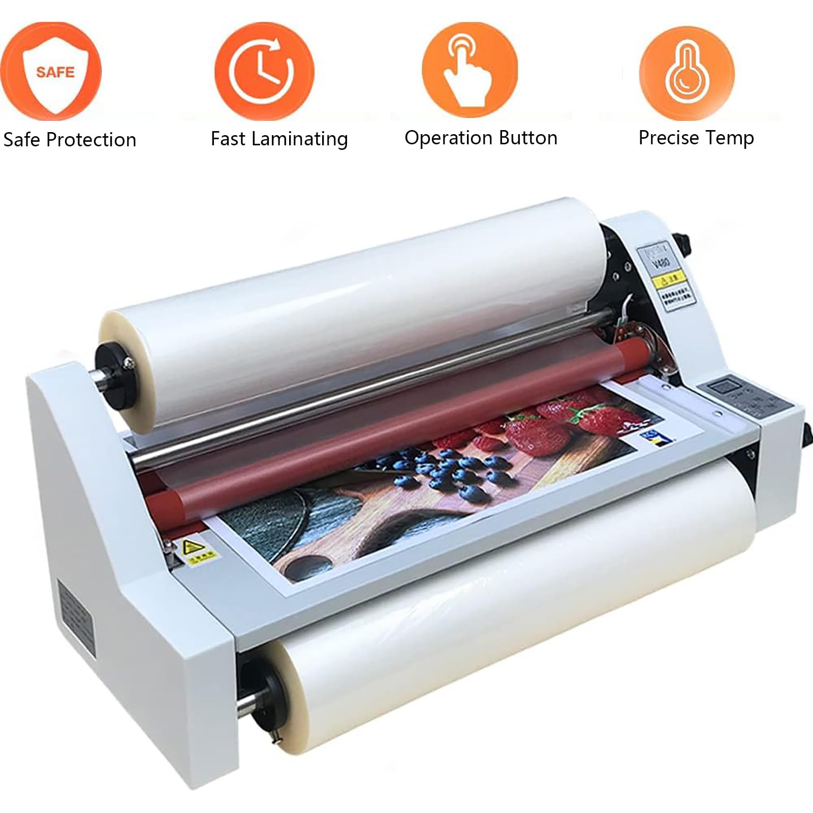 Laminatore a Caldo e a Freddo, Macchina per laminazione con Display Digitale a Doppio Lato, Controllo Elettronico della Temperatura, Larghezza Massima 350 mm
