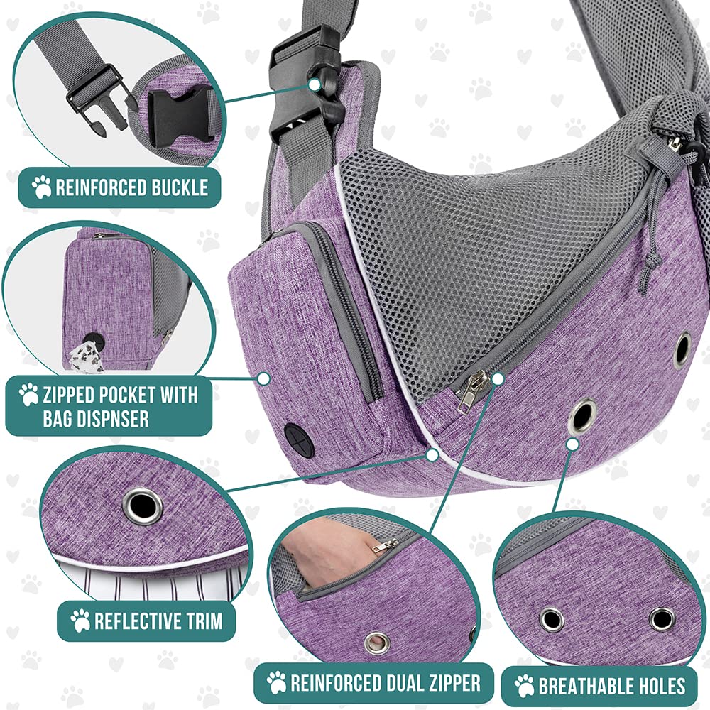 PetAmi Transportador para perros pequeños, bolso bandolera para cachorros, bolsas para perros para viajar, bolsa de transporte para llevar gatos medianos, bandolera ajustable para mascotas,