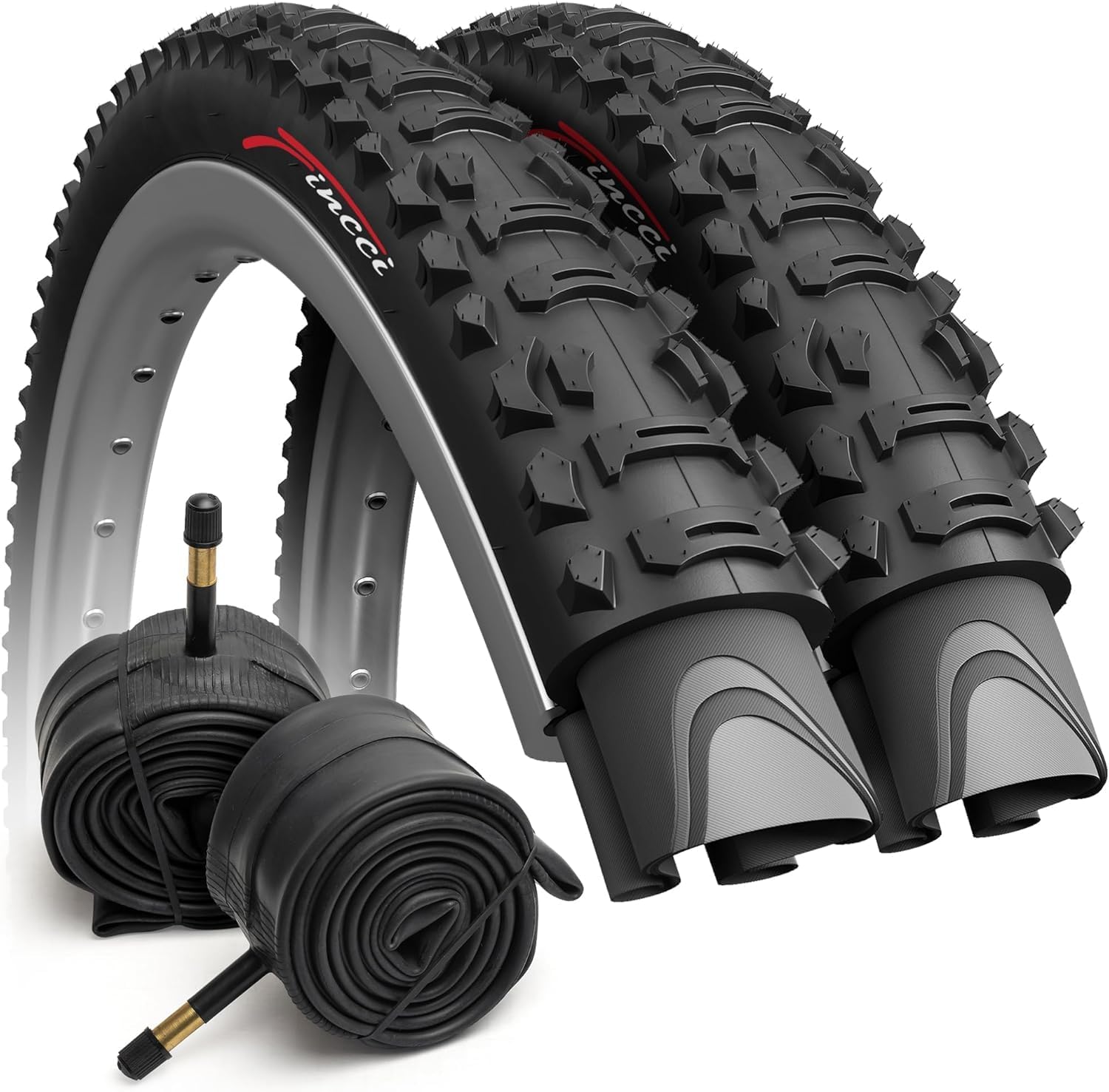 Fincci Set Pair 26 x 1.95 Inch 53-559 Foldable Tyres with Schrader Valve Inner Tubes for MTB Mountain Hybrid Bike Bicycle (Pack of 2)