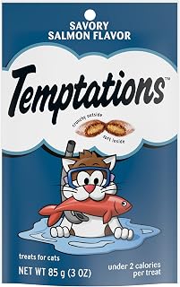 TEMPTATIONS Cat Treats, Savoury Salmon Flavour, 85g (12 Pack)