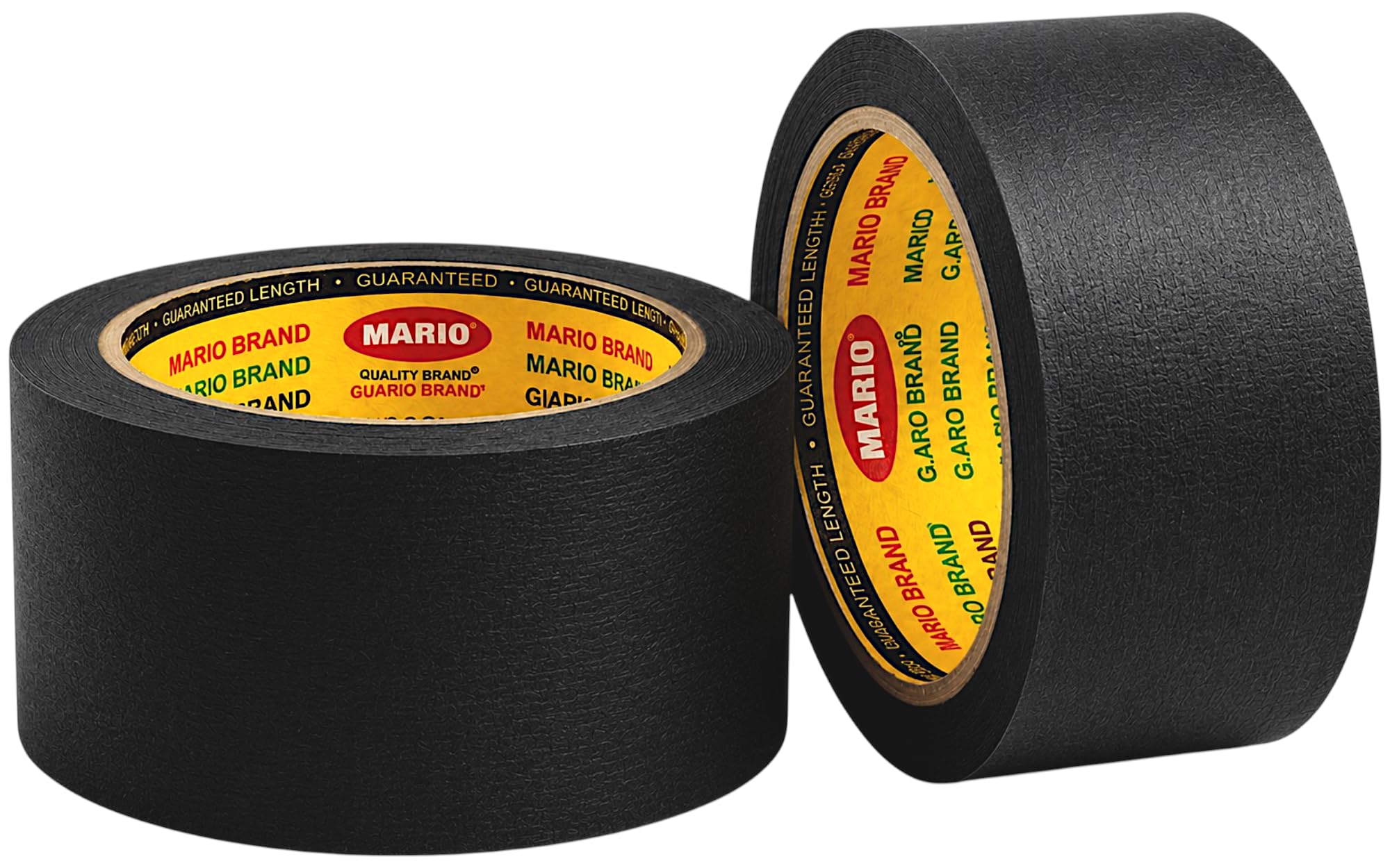 Mario Black Masking Tape - 20 Meter Length, 48mm Width – Extra Strong Adhesive Tape for Painting, DIY & Multipurpose Use – No Residue, Clean Peel – Pack of 2 Rolls