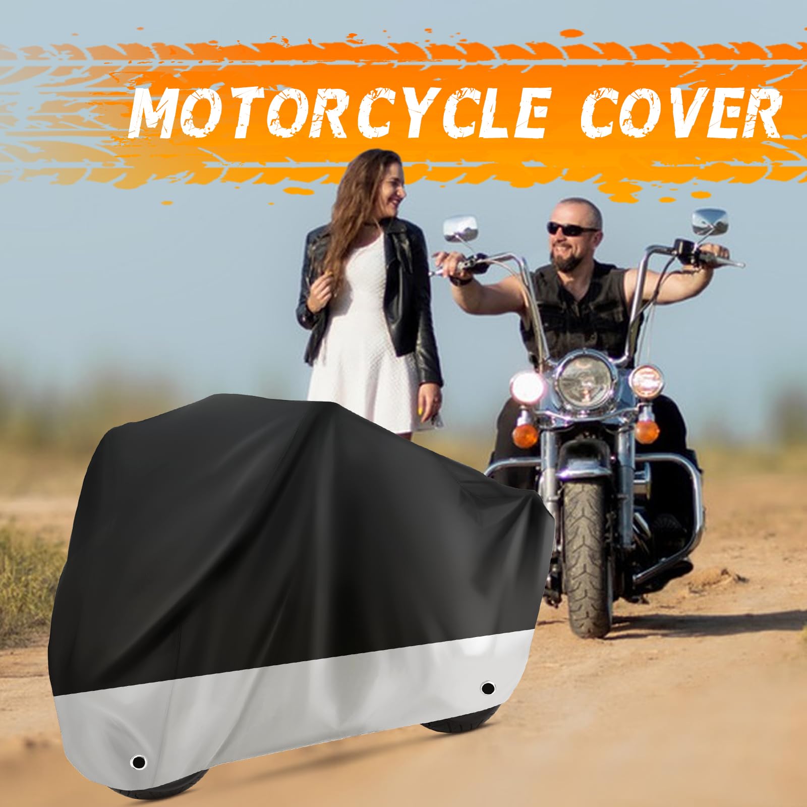Pokrowiec na motocykl, wodoodporny, z otworami na zamek i torbą do przechowywania, pasuje do motocykli o przekątnej do 264 cm, do Harley Davidson, Honda, Suzuki, Kawasaki, Yamaha, XXL, czarny i