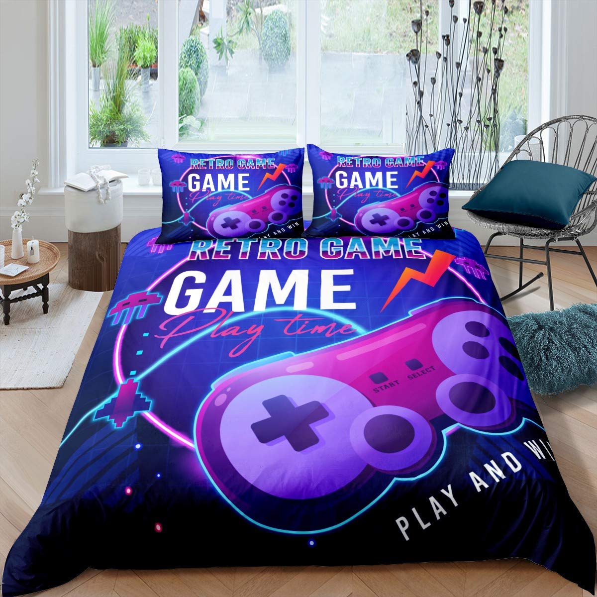 Gamepad Set di Biancheria da Letto Videogioco Gamepad Copripiumino per Bambini Bambini Adolescenti novità Controller di Gioco Moderno Copripiumino Console per Videogiochi Copriletto Copripiu