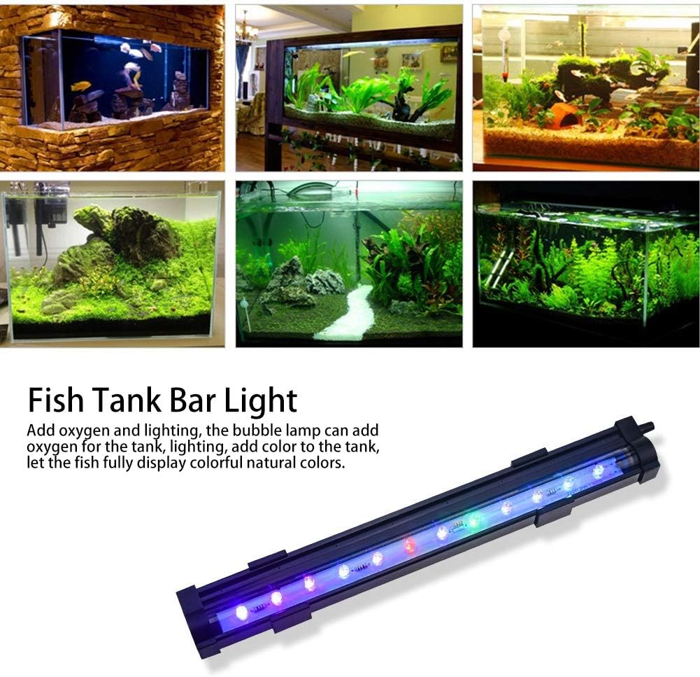 Aquarium Air Bubble Light Colorful LED Light Fish Tank Bar Lights Aquarium Water Plants Grow Lamp(DB-15 US)
