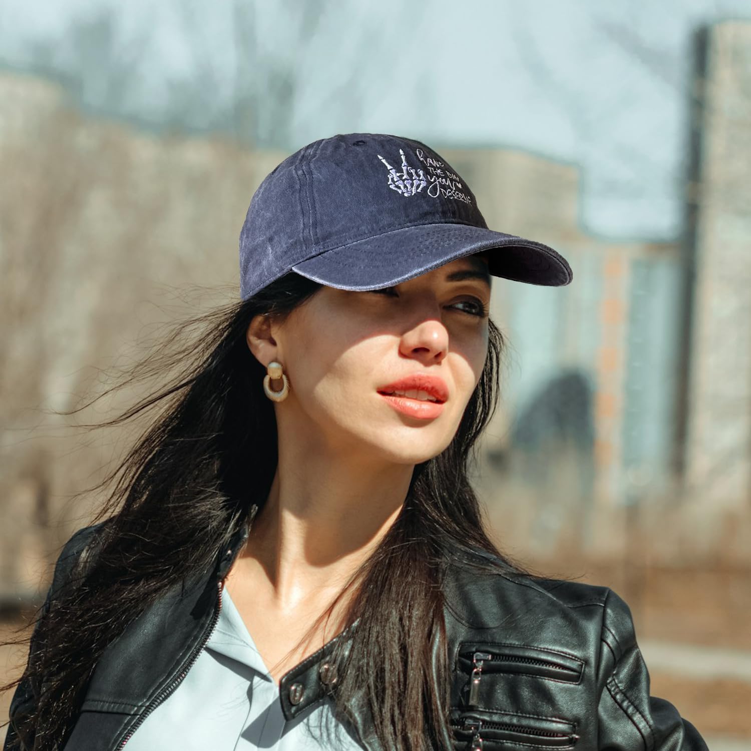 RLQWTKV Have The Day You Deserve Hat for Men Women Adjustable Embroidered Baseball Cap Blue