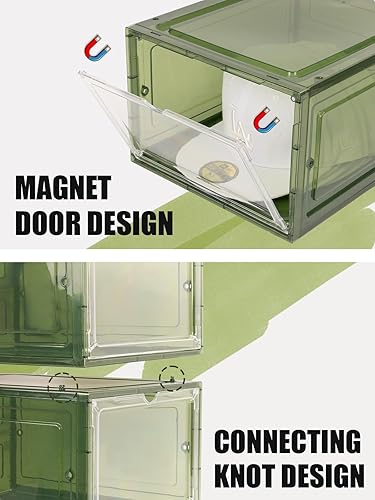 Miniatura 48 de Paquete de 6 cajas organizadoras de sombreros, apilables transparentes para gorras de béisbol, contenedores con puerta magnética para sombreros