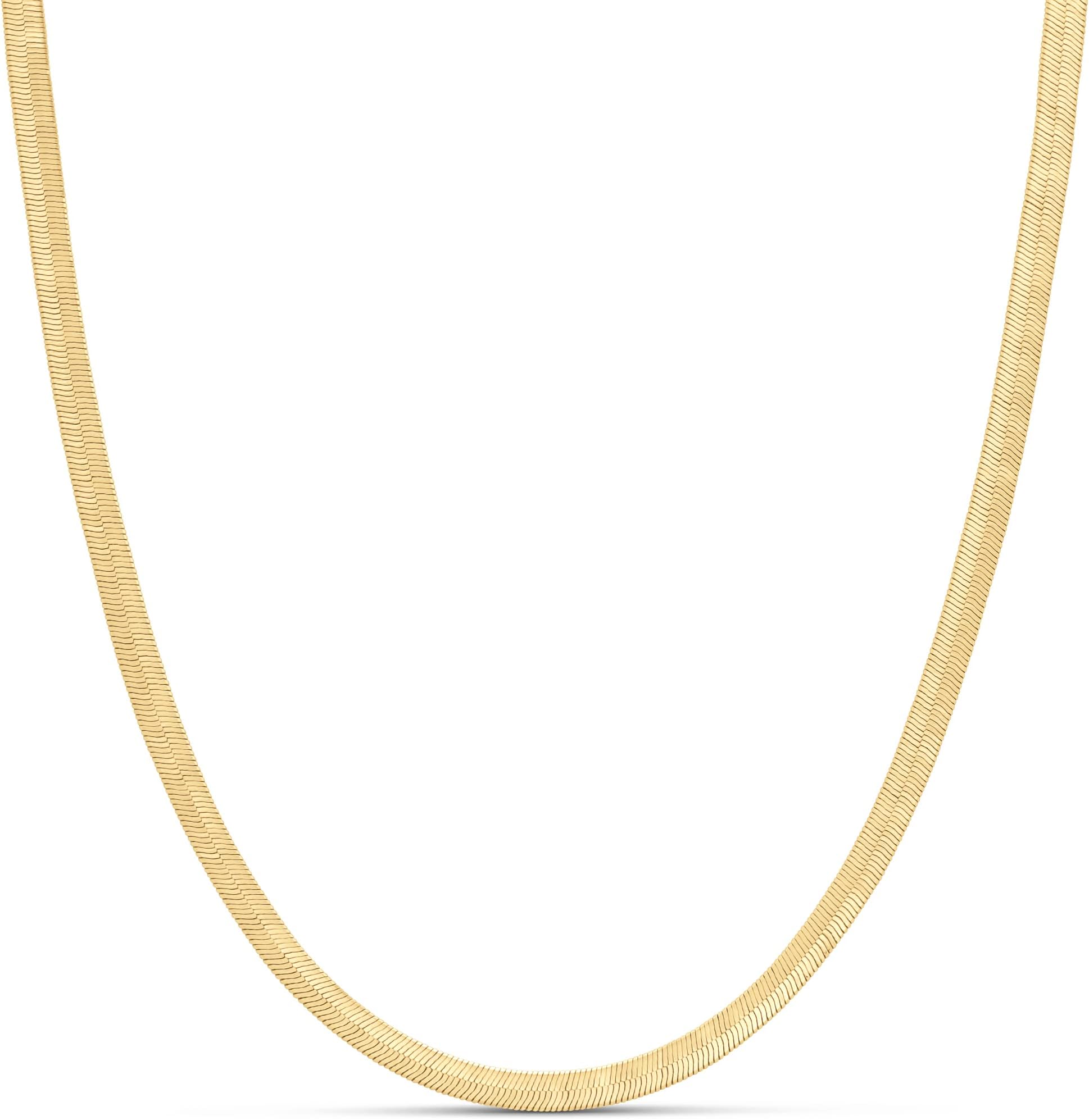 14K Gold or Sterling Silver Plated Herringbone Chain