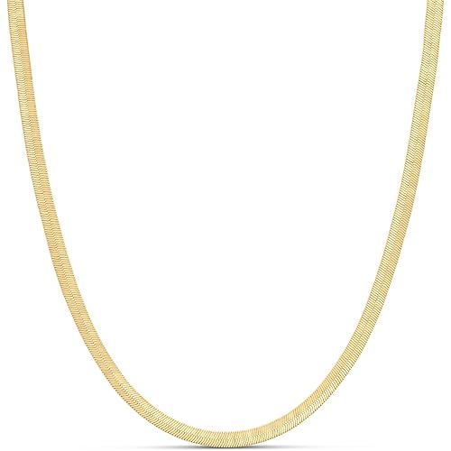 Amazon Essentials 14K Gold or Sterling Silver Plated Herringbone Chain Necklace