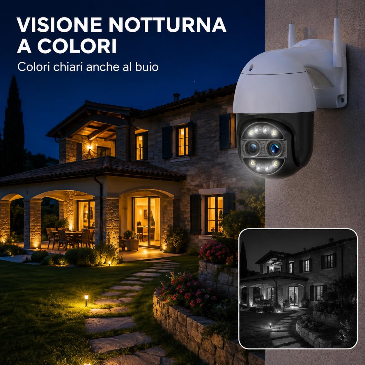 Voltix Telecamera di Sicurezza Esterna 4MP Doppio Obiettivo PTZ