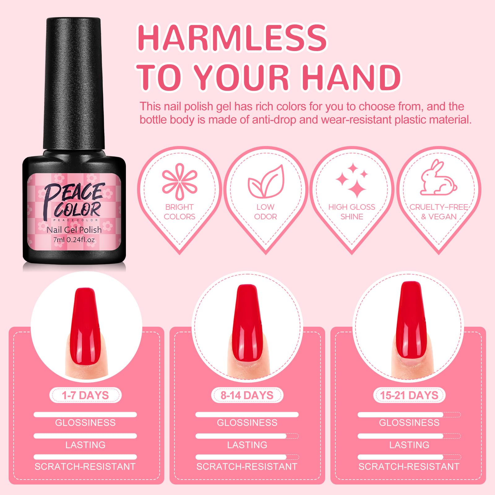 Peacecolor Kit Uñas Semipermanentes, 25PCS Esmaltes Semipermanentes para Uñas con Lampara UV y Base, Top Coat Glitter y Mate, Uñas Semipermanentes Kit Completo para Principiante y Profesional