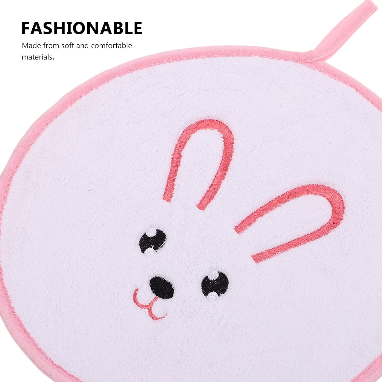 Cute Rabbit and Gentle Skin Care Soft Coral Fleece Washcloths Hand Towels with High Absorbency Hanging Face and Hand Towels for Bathroom and Kitchen Use