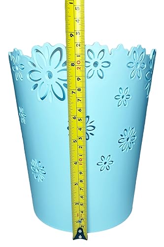 Miniatura 3 de Nazr - Papelera de plástico con forma de flor hueca sin tapa, papelera (M-azul)