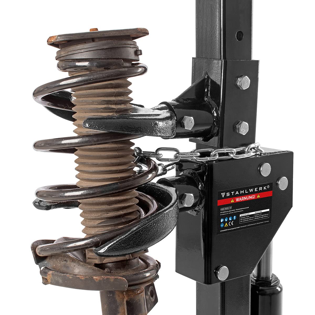 STAHLWERK Compresor hidráulico de muelle HSC-820 ST con 1t de fuerza de apriete para montar y desmontar muelles de amortiguador | Herramienta Tuning | Compresor de amortiguador para vehículos de motor
