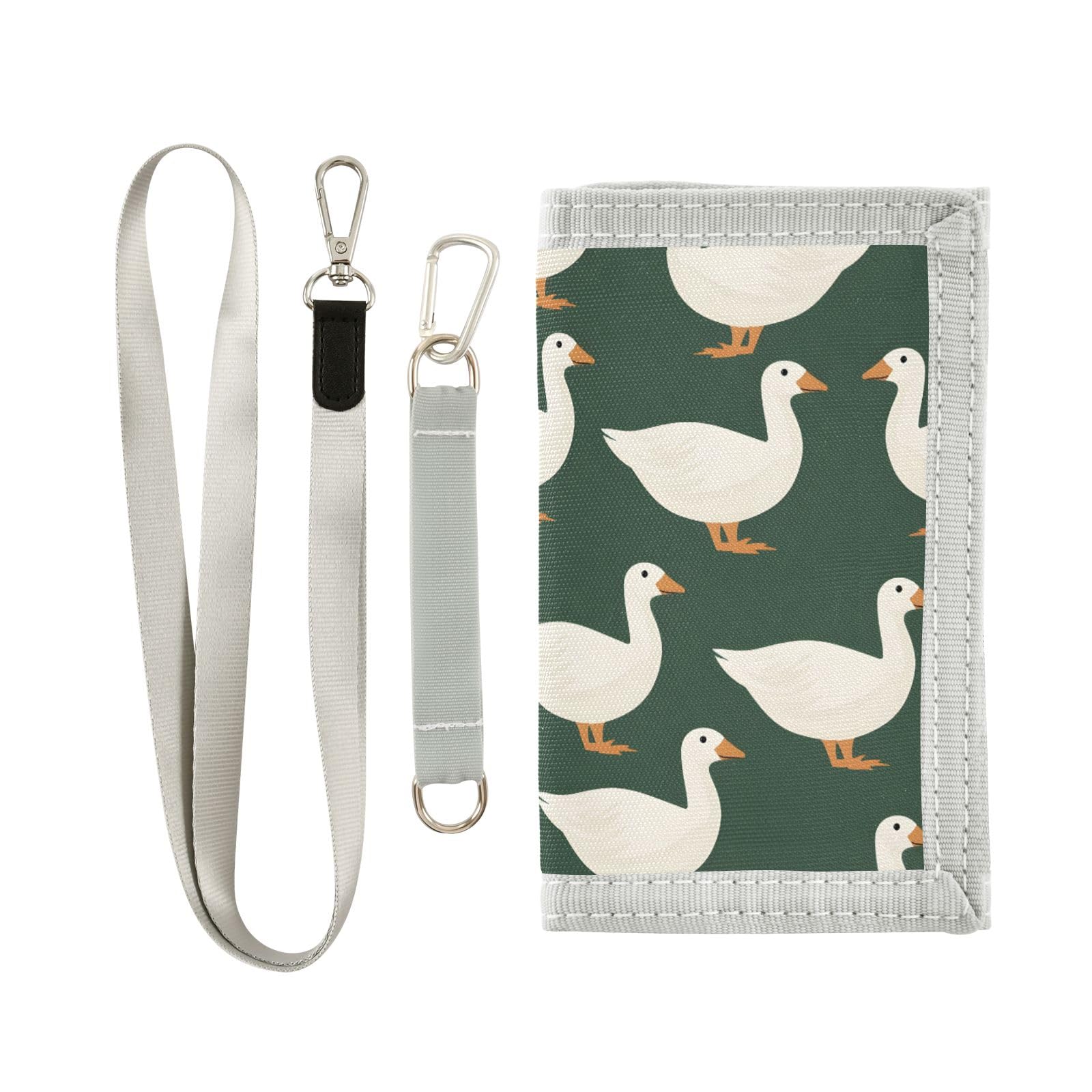 ALAZA Kids Wallets for Boys Girls Toddler Trifold Wallet Children Small White Duck Green with Zipper Coin Pocket