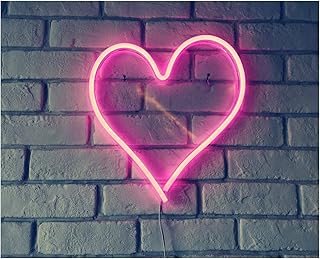 Britrio LED Neon Light Sign, 13.4â€x12.6†Heart Shape Neon Sign Wall Hanging Sign Wall Art for Bar Bedroom Living Room Kid’s Room Party,Home Decor Neon Night Light USB Powered(Pink Heart)
