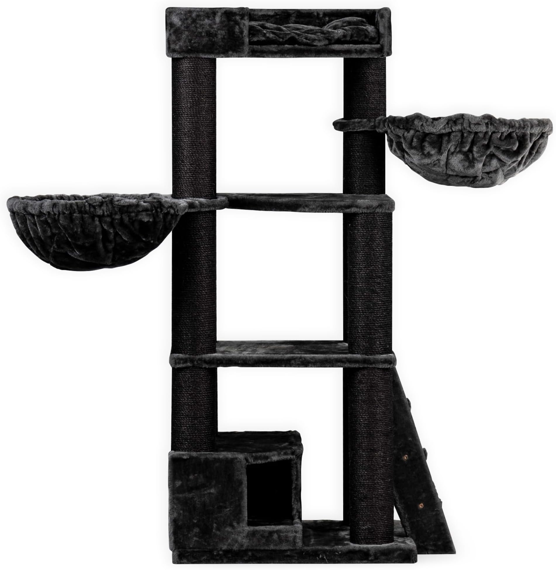RHRQuality Cat tree for large cats Corner Coon XXL extra big breed trees scratch post and adult towers Furniture scratcher activity centre (Blackline Dark Grey)