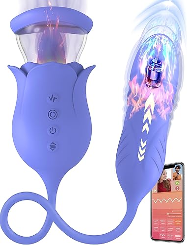 Consolador vibrador de juguete sexual rosa para mujeres, OHTop APP Remoto Rose Juguetes para adultos con 8 empujes, estimulador vibratorio de 10
