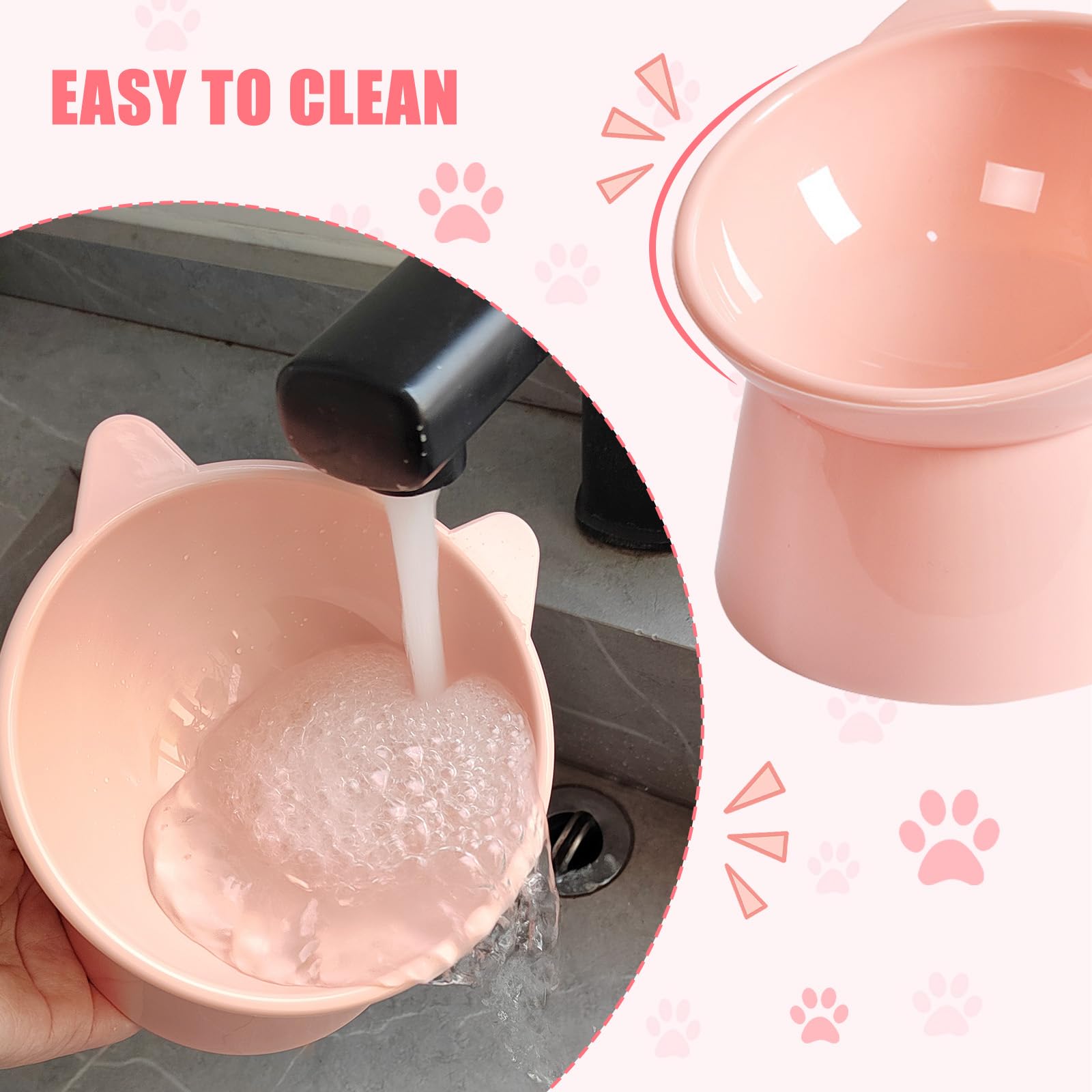 3PCS Raised Cat Bowls With 15° Tilt & Stand – Anti-Vomit, Ergonomic Cat Food & Water Dishes, Non-Slip Base-401014