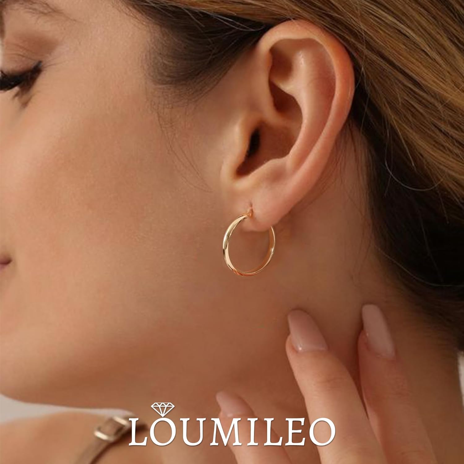 LOUMILEO 4mm Wide Large Silver Hoop Earrings Lightweight 925 Sterling Silver Hoop Earrings for Women Hypoallergenic Big Thin Hoops Earring for Women 30/40/50/60/70MM - Image 2