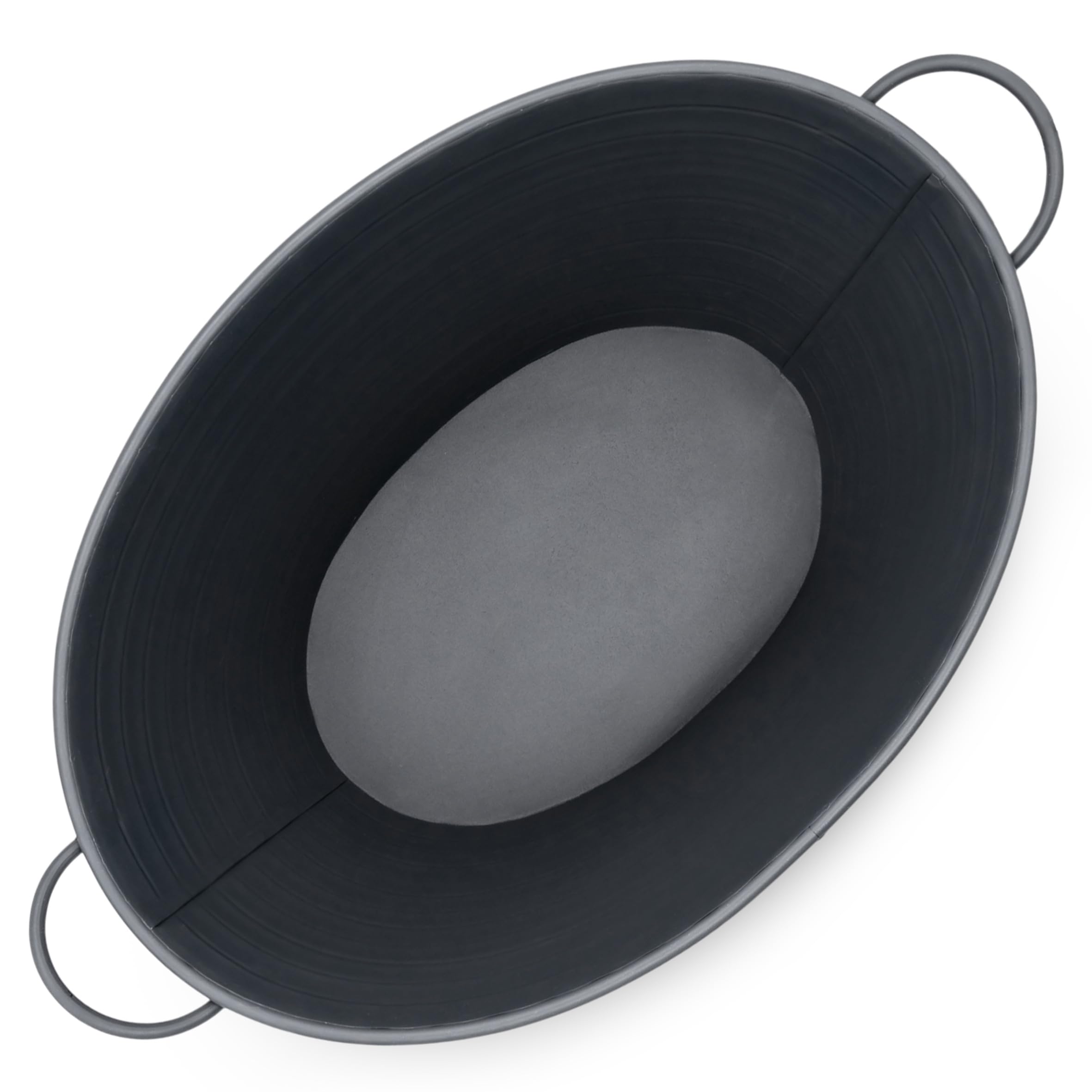 Spetebo Metallwanne oval mit Griffen, Dunkelgrau, 59 x 36 cm | Garten Metall Zierteich, Wasserwanne, Mini Gartenteich Teichwanne, Balkonteich, Blumenkübel Pflanzkübel