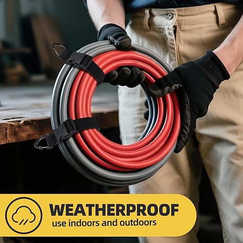 Miniatura 4 de Organizador de cables de extensión de 17 pulgadas con clips triangulares para organización y almacenamiento de garaje, correas de almacenamiento