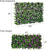 Vista 2 de LANDGARDEN Pantalla para valla de privacidad, hoja artificial, hiedra sintética, expandible/estirable