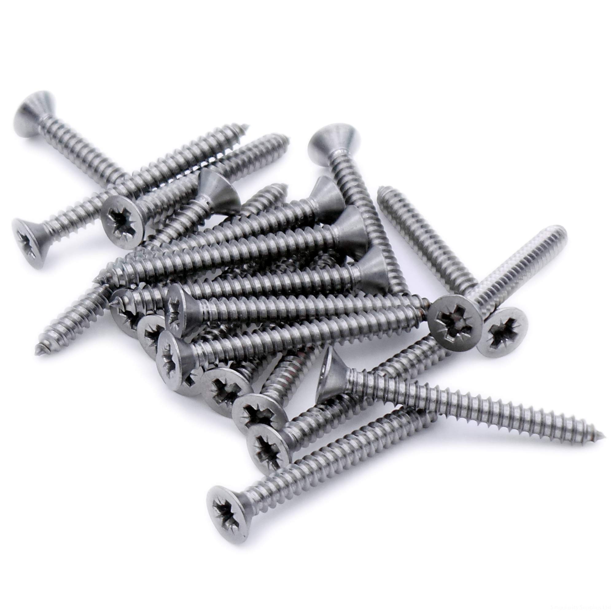 Singularity Supplies Silver/Metallic No.12 X 2 (5.5Mm X 50Mm) Pozi Countersunk Self-Tapping Screw - Stainless Steel (A2) (Pack Of 20)