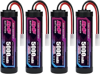 DXF ラジコン バッテリー 7.2V 5000mAh 大容量 ニッケル水素 4個セット タミヤコネクター対応 Ni-MH 6セル RCカー レーシングカー オフロードバギー オンロードカー 1/10 1/8 ボート トラック 航空機用 充電式 バッテリーパック