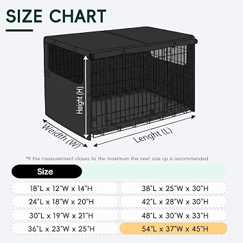 Dog Crate Cover Heavy Duty 600D Oxford Cloth - Fits 54 Inch Dog Crates, 2 Mesh Ventilation Windows, Waterproof Durable Pet Cage Cover for Indoor/Outdoor Use (Black, 54 L x 37 W x 45 H)