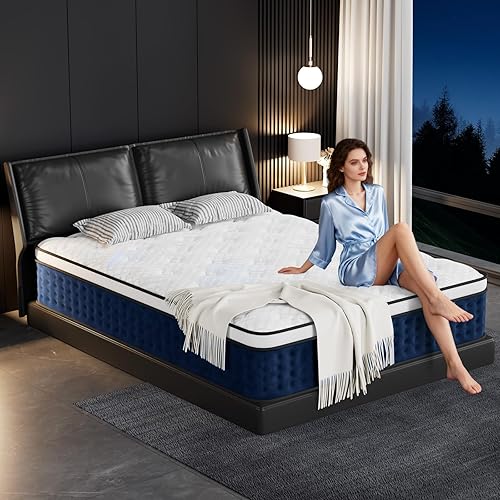 King Size Mattress, 12 Inch Hybrid King Mattress in a Box with Gel Memory Foam [New Version], Individually Pocket Coils Springs, Pressure Relief Motion Isolation, Edge Support, Medium Firm