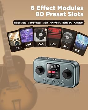 Flatsons P1 Portable Multi Effects Guitar Pedals, 80+ Effects, Rechargeable