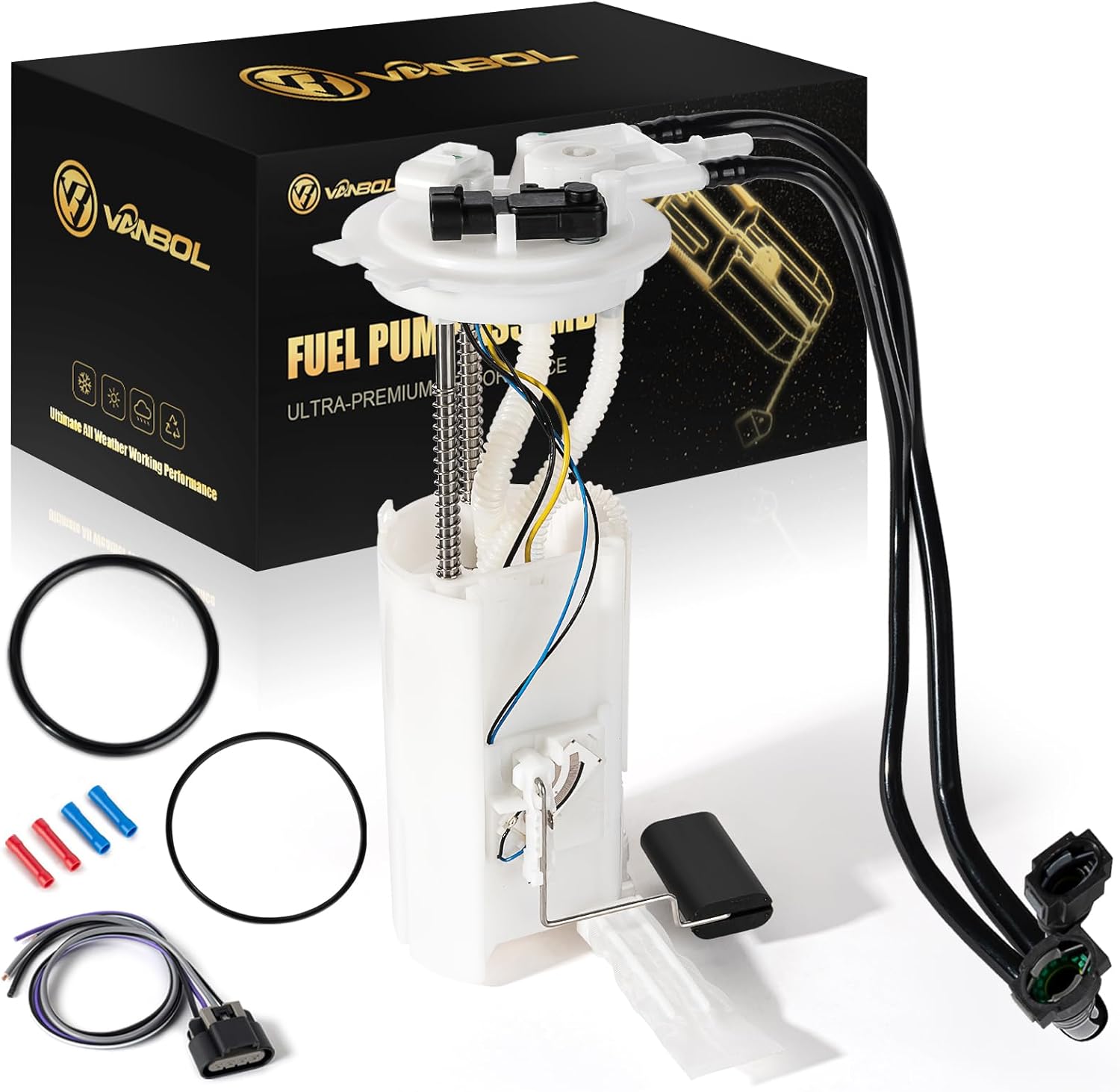 Electric Fuel Pump Assembly Compatible with 2000-2005 Chevy Cavalier Classic Malibu Oldsmobile Alero Pontiac Grand Am Sunfire L4 V6 2.2L 2.4L 3.4L Replace E3507M VANBOL0058 with Pressure Sensor