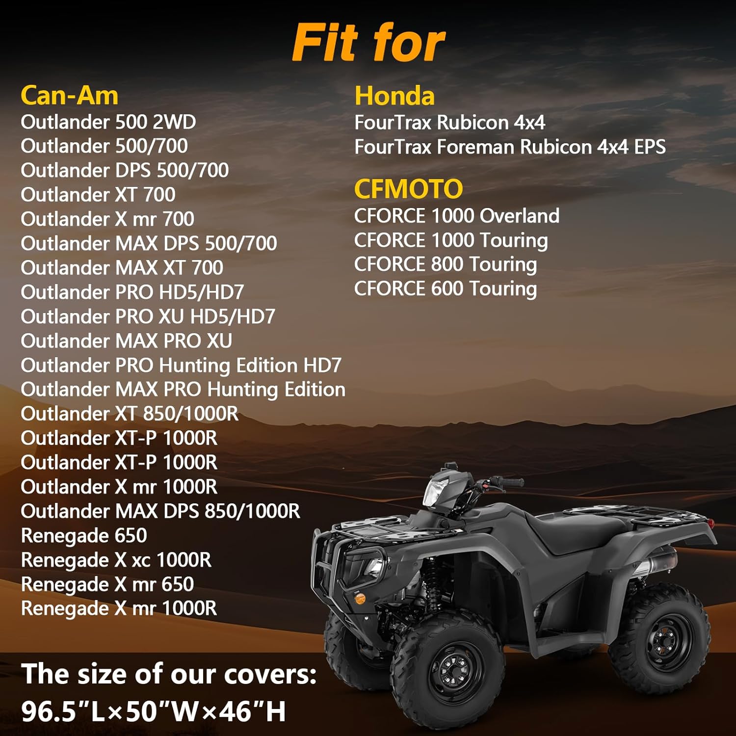 EVRBUL Heavy Duty 420D ATV Cover Windproof Quad Cover 96.5″L×50″W×46″H Compatible with Can-Am Polaris Suzuki Honda All Weather Waterproof and Dustproof 4 Wheeler Cover