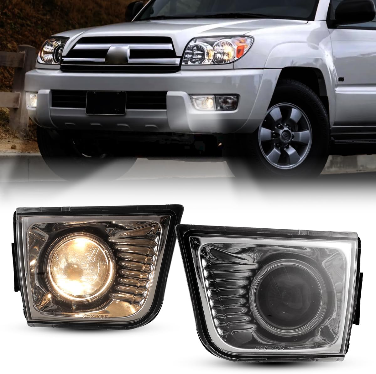 CPW OEM Fog Lights Assembly Fit For 2003 2004 2005 Toyota 4Runner, 1 Pair Driver & Passenger Driving Fog Lamps Replacement (Black Housing Clear Lens)