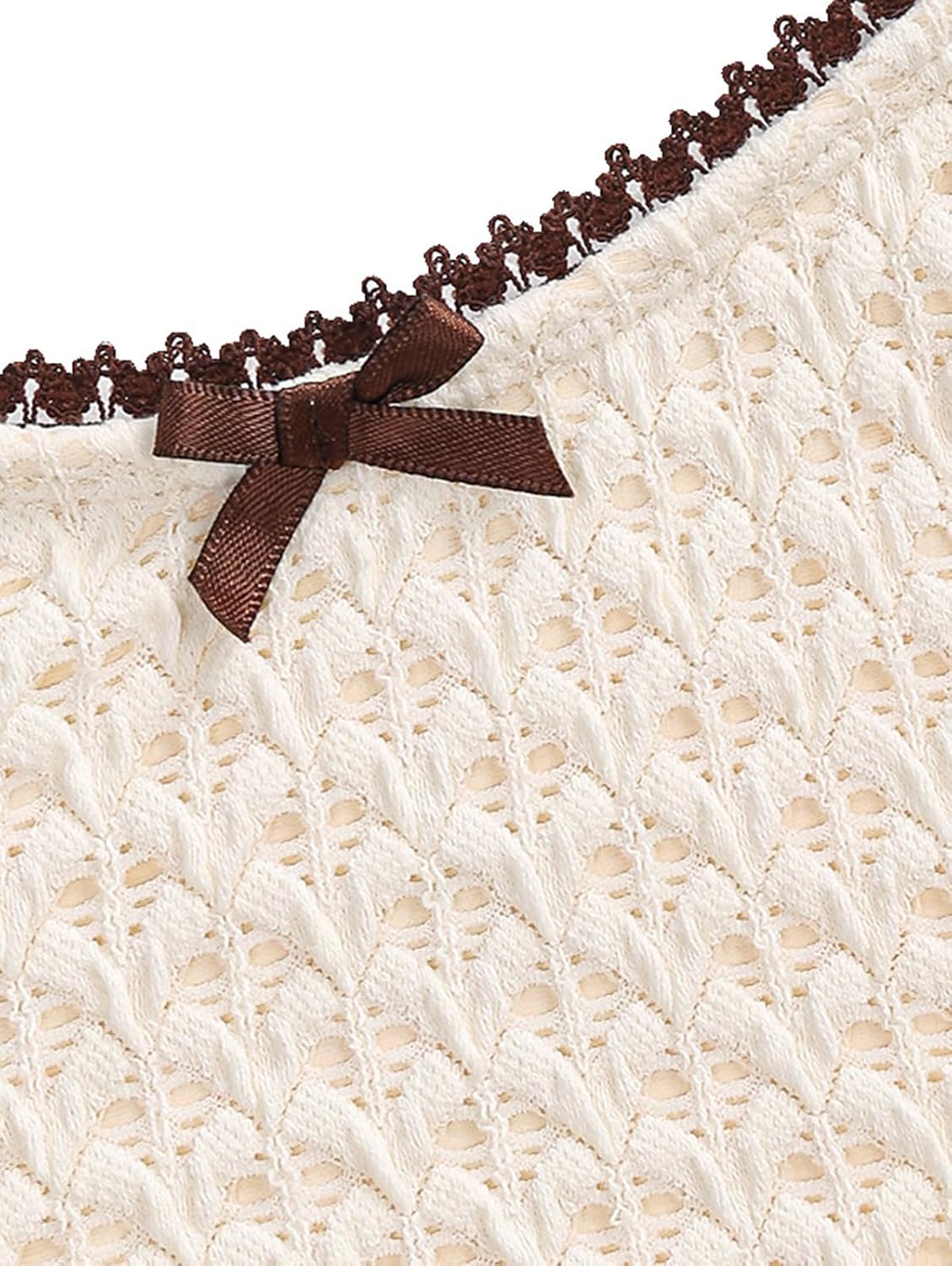 ZAFUL Women's Strapless Bikini Openwork Textured Bow Ruched Lace Up High Cut Bandeau Swimsuit Bathing Suits - Image 8