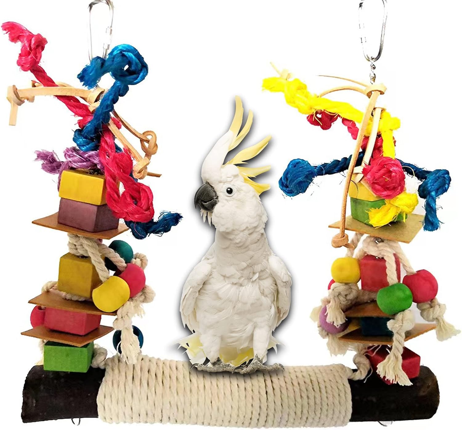 Bird Toys For Parrots, Natural Wood Chewing Toys For Large
