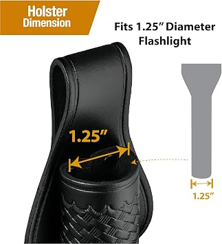 Shieldウォレット懐中電灯ホルダー ループスタイルスライド付き ブラックレザー オープントップとオープンボトムホルスター 最大2.25インチのデューティーベルトに対応 米国製