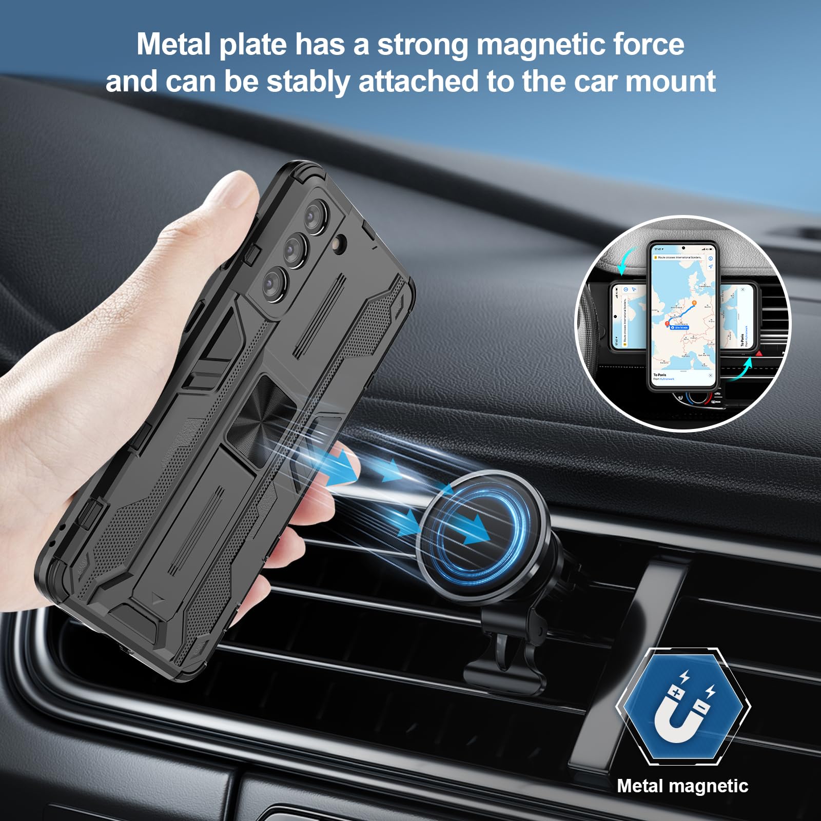 Funda para CMF Phone 2 Pro, Carcasa Antigolpes con Soporte anular metálico, Case Protectora de Grado Militar, Negro — view 581