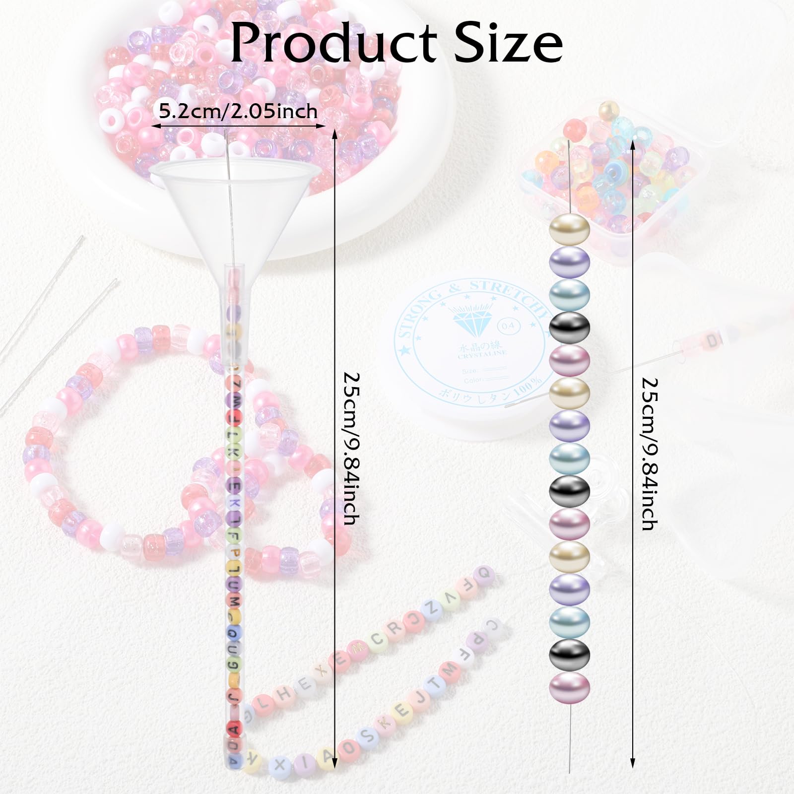 Dimeho Beading Kit, 2PCS Funnel for Clay Beads, Beading Tools Kit with Beading Needles, Bracelet Making Kit, Bead Bracelet Kit, Foldable, Adult, Modern, Jewelry Making