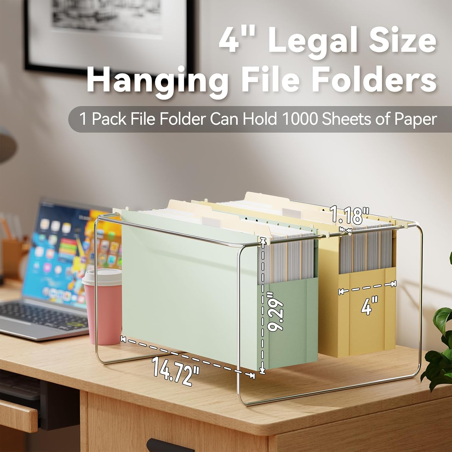 Ansook Legal Size Hanging File Folders,6 Pack Extra Capacity Expanding File Cabinet Folders,Heavy Duty 4" Legal File Folders Hanging with Tabs,Plastic Hanging File Organizer for Office School Home