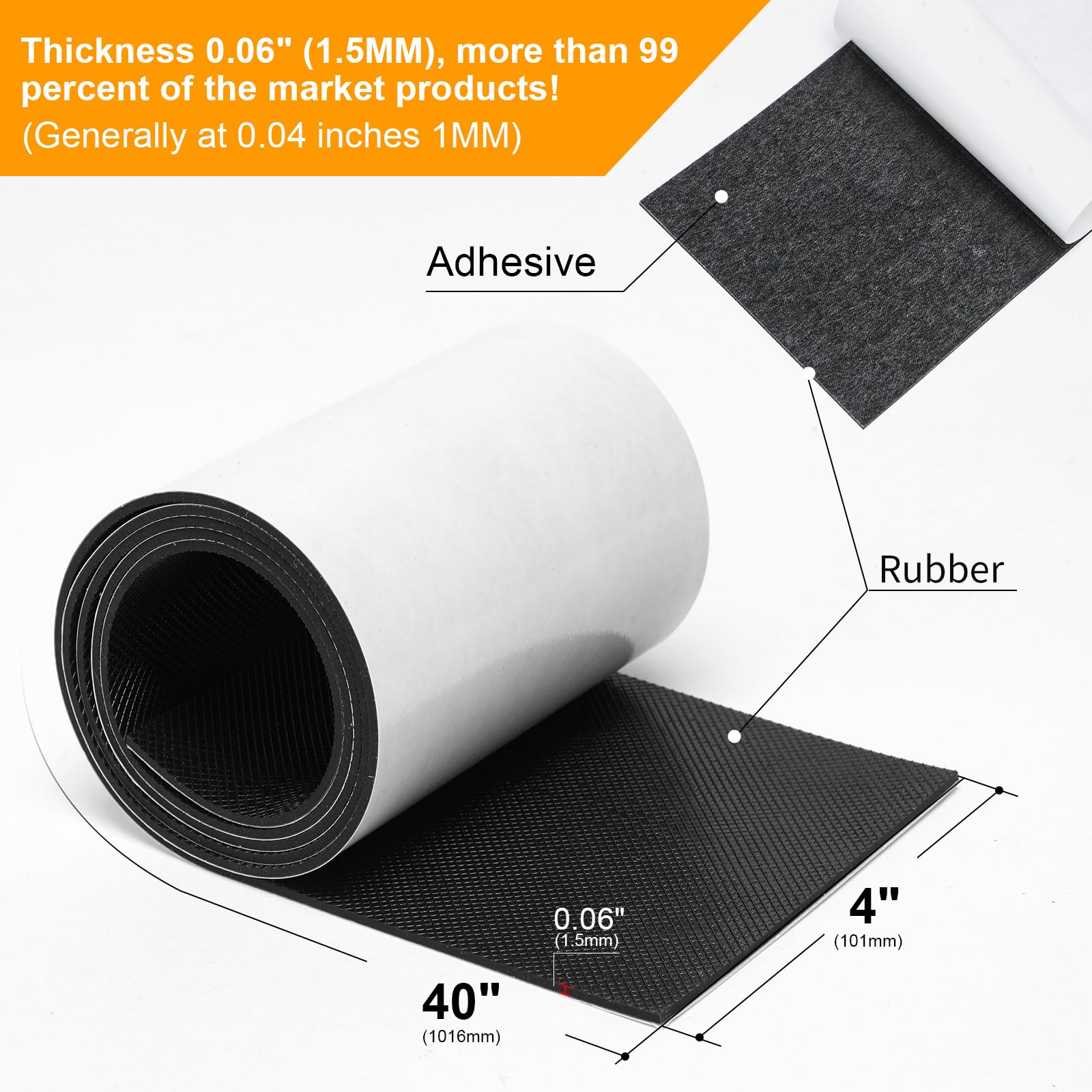 CHUNZEXI Almohadillas autoadhesivas antideslizantes para muebles, protectores de suelo de goma de 4 x 40 pulgadas, pinzas antideslizantes cortables para suelos de madera dura, protección contra