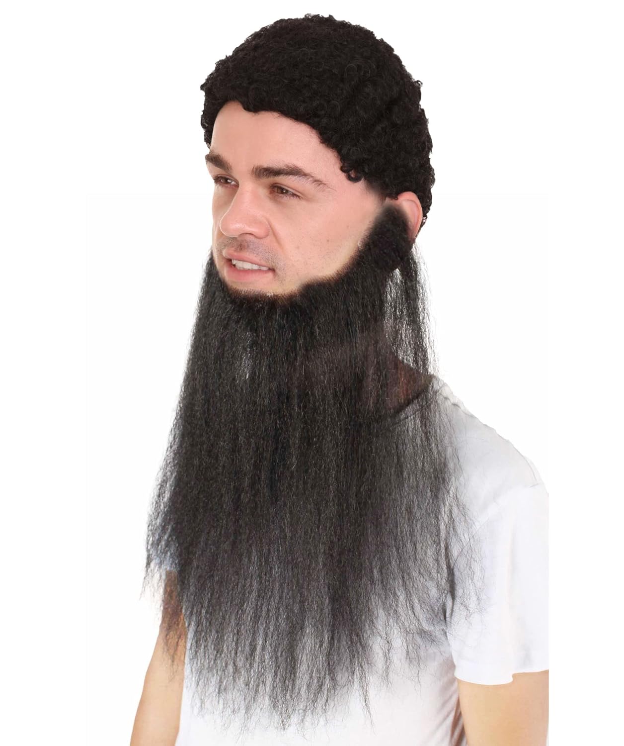 HPO Men's Synthetic Hair Long Beard Cosplay Facial Hair (Black)