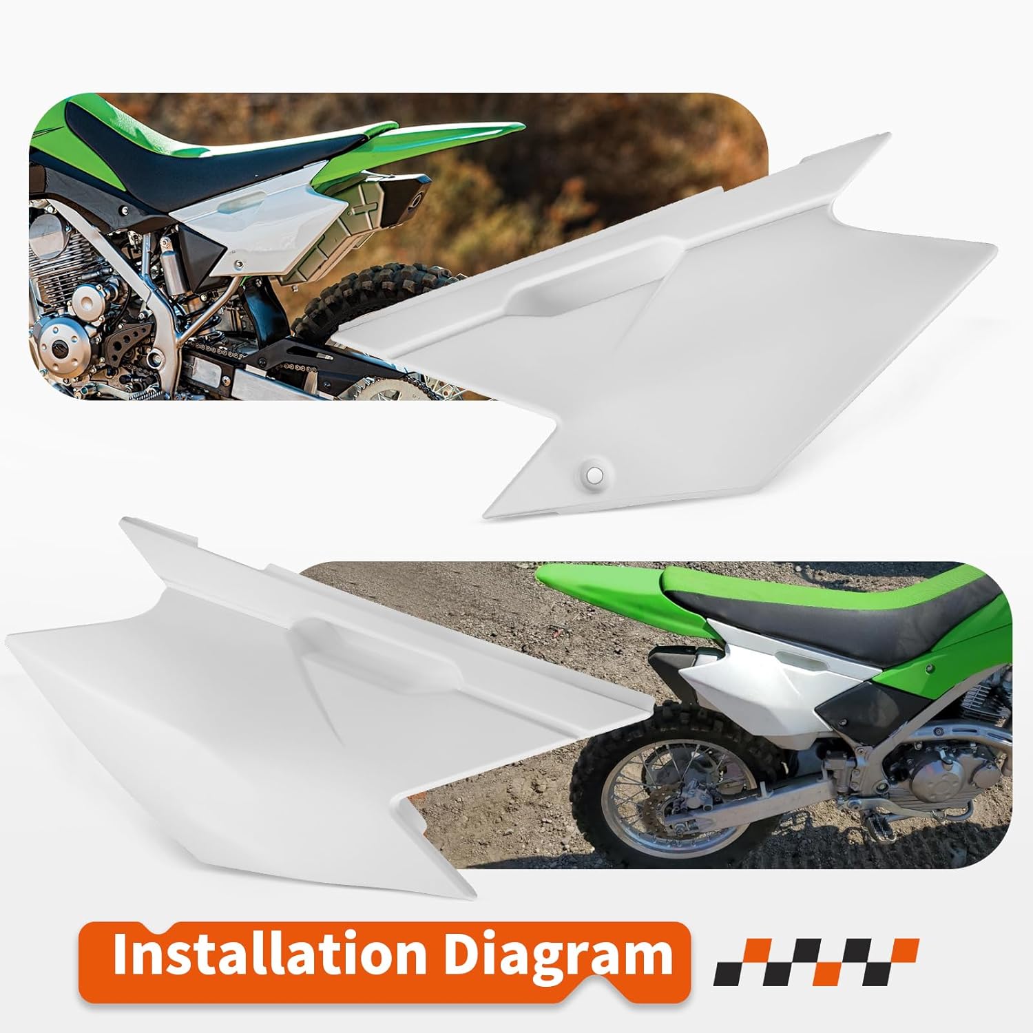 Left and Right Rear Side Cover for Kawasaki KLX140L KLX140G KLX140 2008-2024 36001-0156-266 36001-0154-266