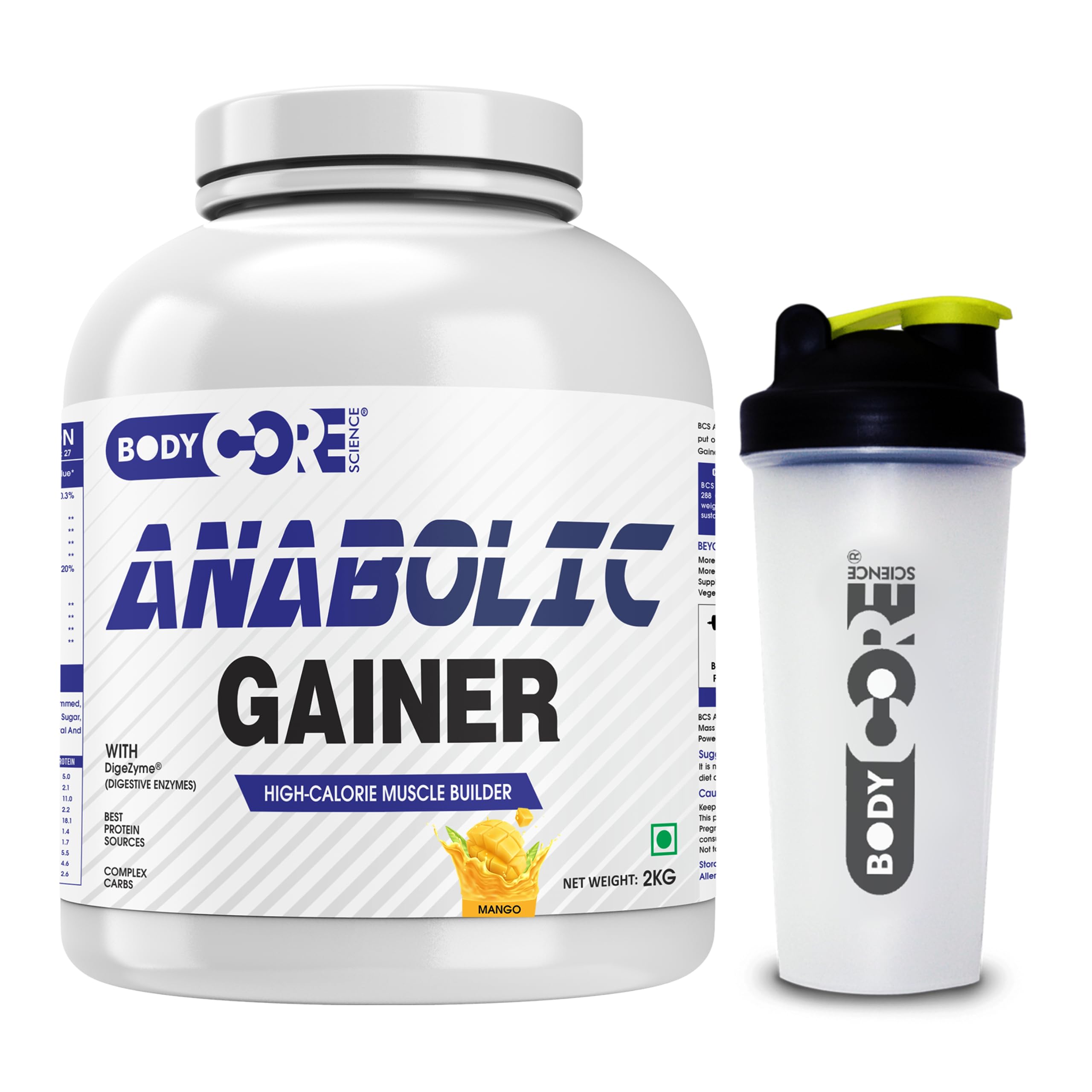 Body Core Science Anabolic Gainer-2 Kg (Mango) With Shaker | Mass Gainer | Muscle Gainer | Weight Gainer | Post Workout | (B0BL84DXHF) Amazon Price History, Amazon Price Tracker