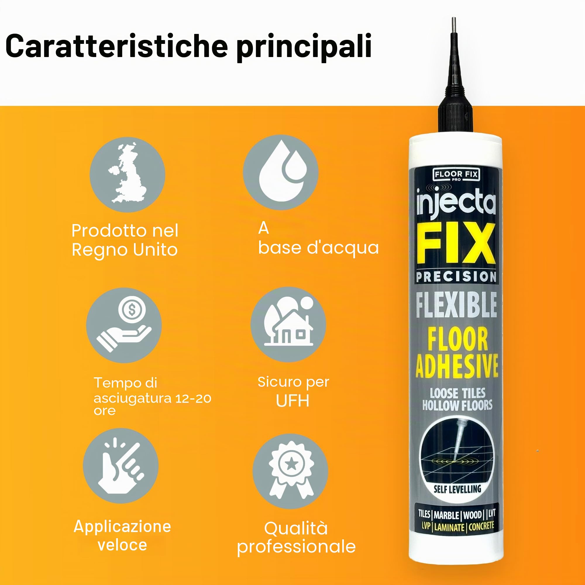 Inject-A-Fix 300 ml Da Floor-Fix Pro - Adesivo Flessibile Autorivestente Forte - Fissa Piastrelle Allentate E Pavimenti Cavi - Include Un Beccuccio Regolabile Precision Da 2 Mm (1) (1)