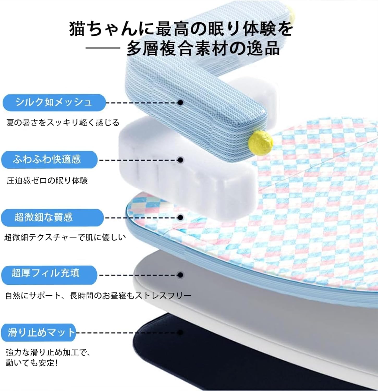 ユニック冷感 猫ベッド「枕付き猫ベッド」洗える取り外し可能 猫 ひんやり ペットベッド夏 冷却マット 熱中症対策 クール L字ピロー