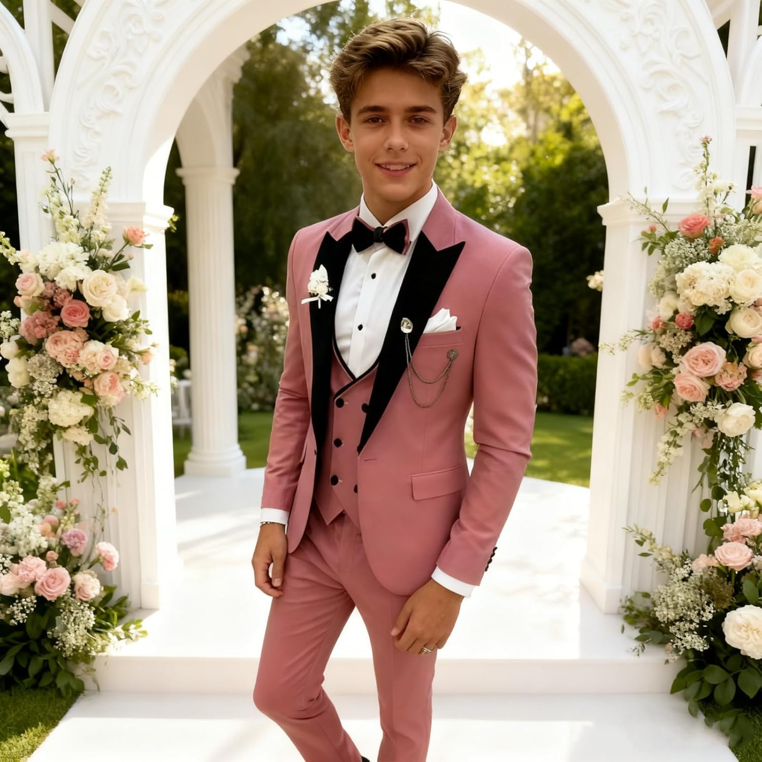 SAROULU Formal Suit for Boys, 3 Pieces Slim Fit Boys Suit, Kids Boy's Tuxedo First Class Boy Outfit - Image 6