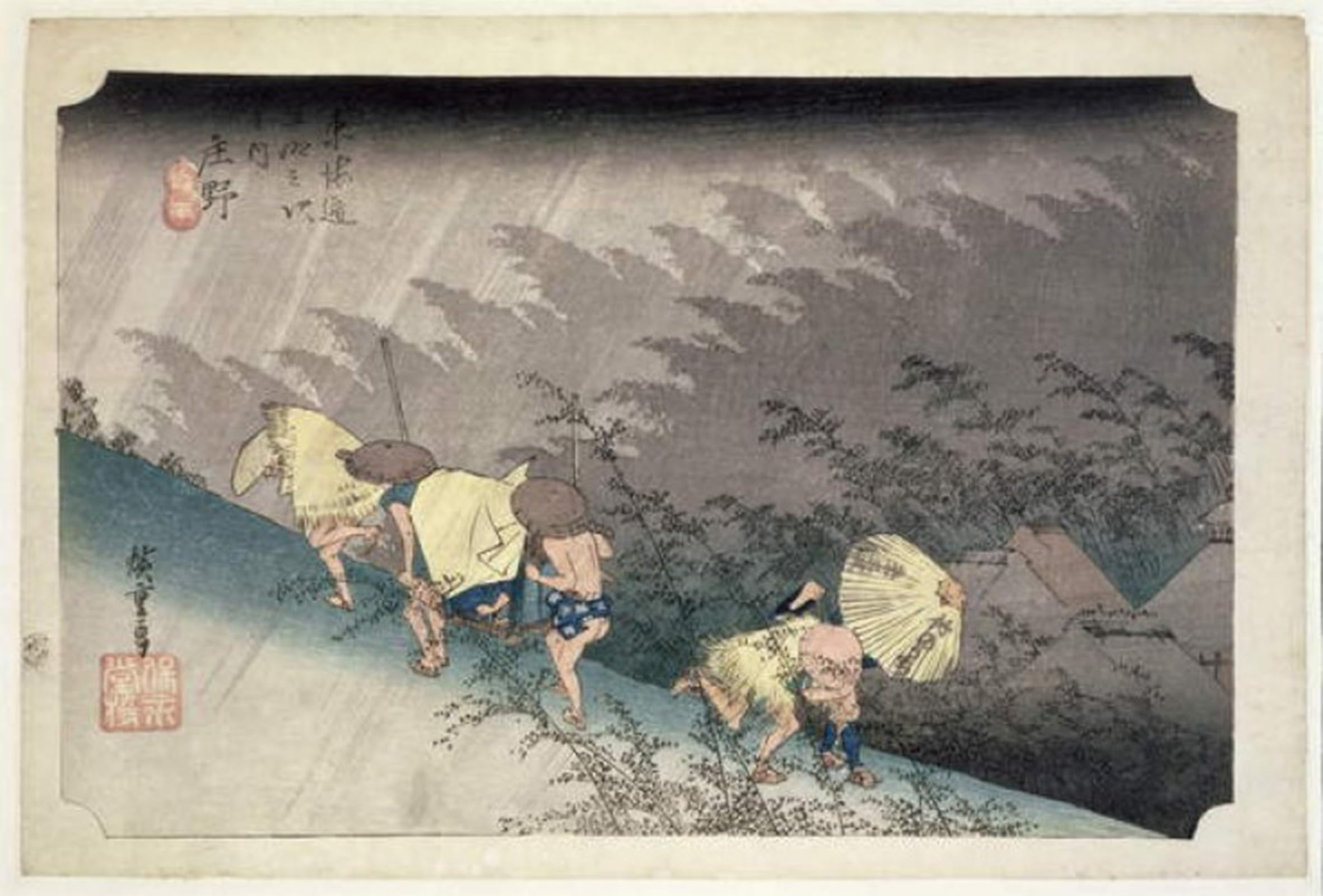 ARTXLXXBN Famous Painting Canvas Artwork Graffiti Print Th Riches Sudden Rainstorm At Shono No. by Utagawa Hiroshige Portrait Canvas Image for Home Decor 60x90cm