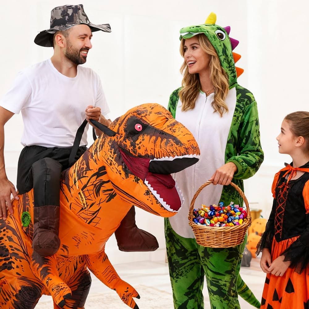 MXoSUM Adult Inflatable Dinosaur Costume Fancy Ride on Dinosaur Suit Blow up Trex Costume Dino Costume For Halloween - Image 3