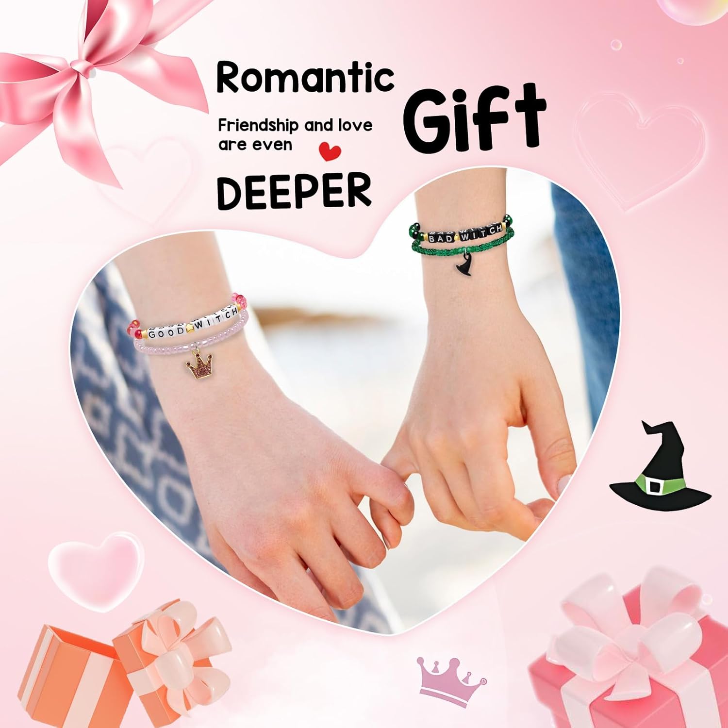 Artlunar Witch gifts Witch Bracelet Set Crown & Witch Hat Charm Enchanted Friendship Valentine's Jewelry Gifts for Her Teen Girls Mom Besties Sisters - Image 5